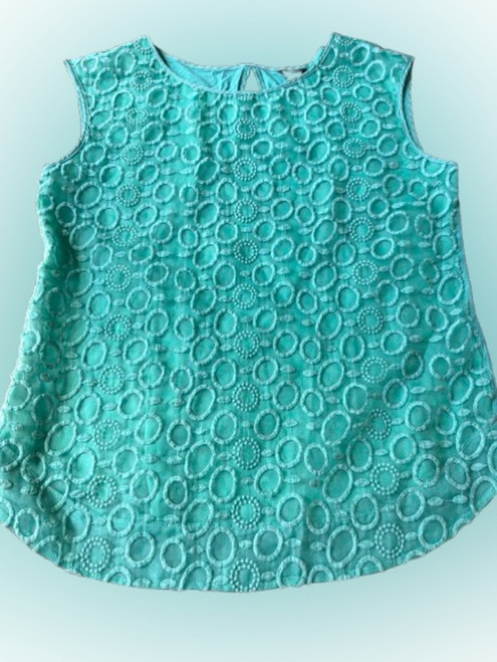 Sleeveless Aqua Eyelet Shell Top by Ann Taylor L